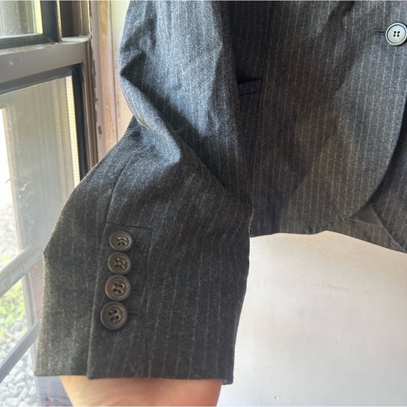 J Crew Super 120s Blazer Jacket Virgin Wool Pinstripe Gray Womens Size 14 - Picture 5 of 6